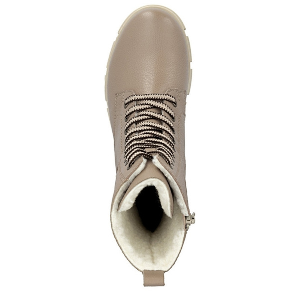 Botki na grubej podeszwie damskie Rieker Y7116-20 beżowe skórzane