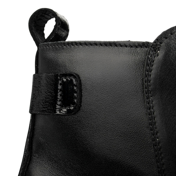 Skórzane Botki damskie Bioeco Arka 7911 czarne eleganckie ocieplone