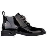 Lakierowane Botki wiązane D&A S.Barski MR52-144 czarne skórzane