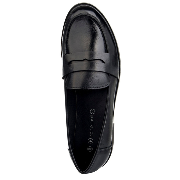 Czarne lordsy Potocki 12442 BK eleganckie półbuty wsuwane