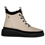 Beżowe Botki na platformie damskie Filippo DBT4799/25 BE skórzane