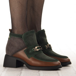 Botki na obcasie damskie Maciejka A6747-29/00-8 rudy brązowe zielone skórzane