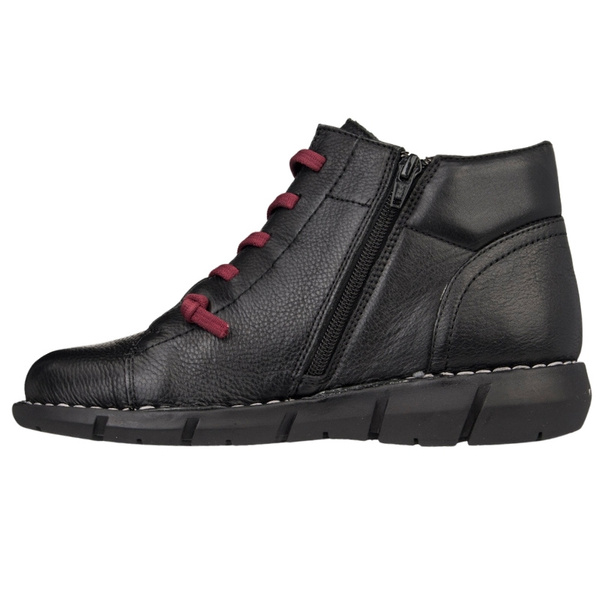 Skórzane Trzewiki damskie Maciejka P7240 czarne przejściowe na gumki