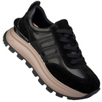 Czarne sneakersy na platformie damskie Filippo DP7408 BK skórzane