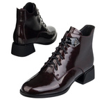 Eleganckie skórzane botki damskie Artiker 57C1119 bordowe ocieplone