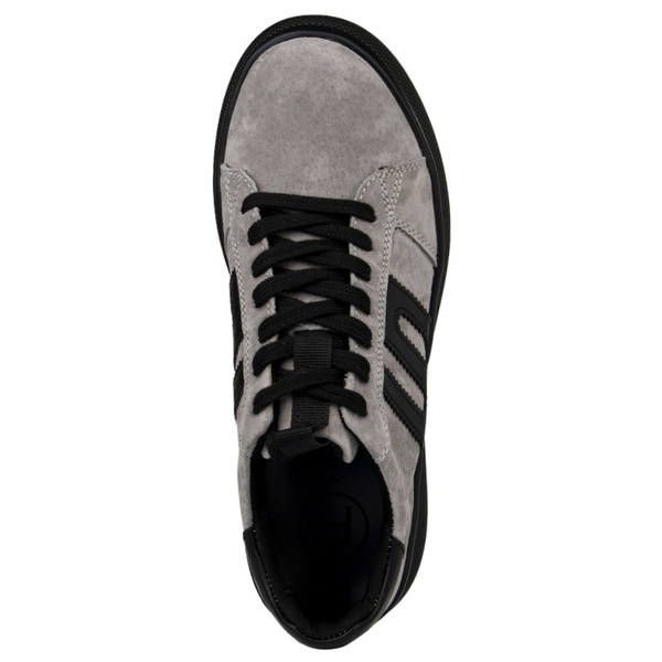 Szaresneakersy na platformie damskie Filippo DP6743/25 BK skórzane