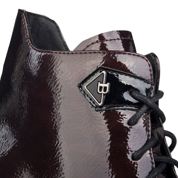 Eleganckie skórzane botki damskie Artiker 57C1119 bordowe ocieplone