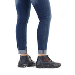 Granatowe Botki trzewiki damskie Rieker 55002-14 ciepłe zimowe