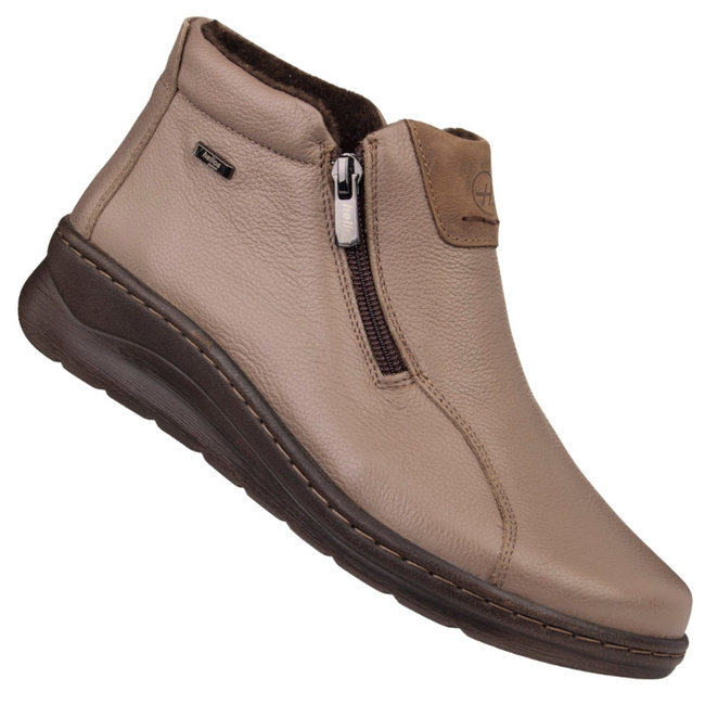 Skórzane Botki damskie na haluksy Helios 786 khaki tęgość H+ POLSKIE