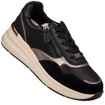 Czarne sneakersy na platformie damskie Filippo DP7105/25 BK skórzane