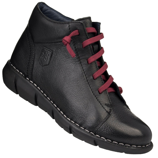 Skórzane Trzewiki damskie Maciejka P7240 czarne przejściowe na gumki