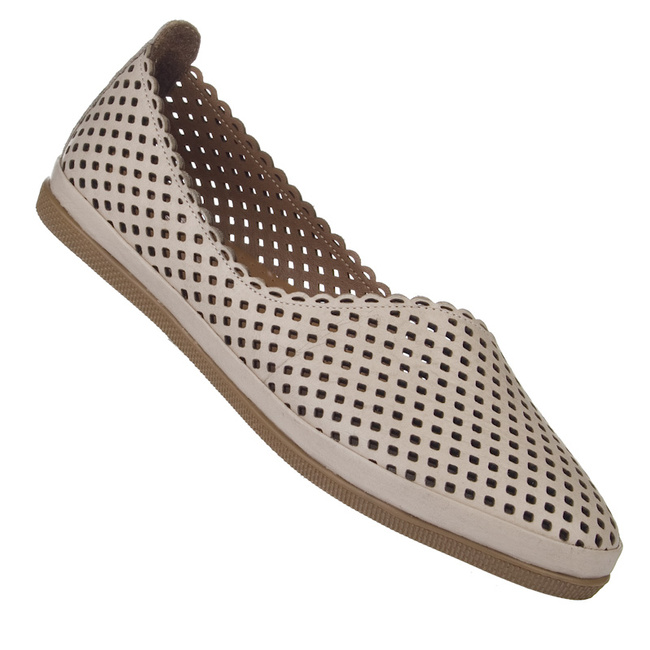 Baleriny ażurowe damskie beżowe skórzane Sokolski EN W25-476 beige
