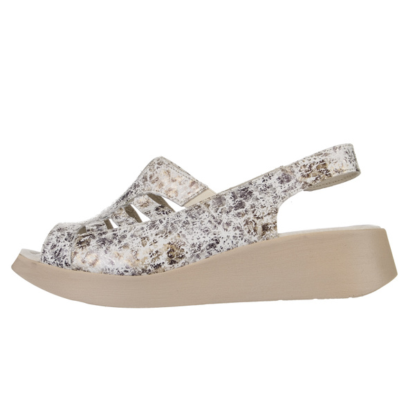 Sandały na platformie skórzane damskie Axel 2527 beżowe wsuwane 