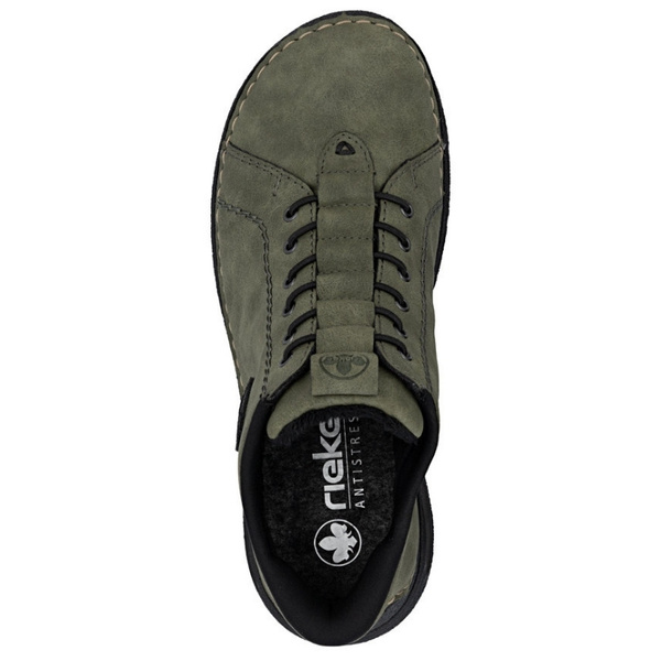 Zielone Botki trzewiki damskie Rieker 44550-54 ciepłe zimowe wsuwane