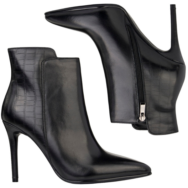 Botki na szpilce Venezia V428-00678-14BLA czarne skórzane wysokie