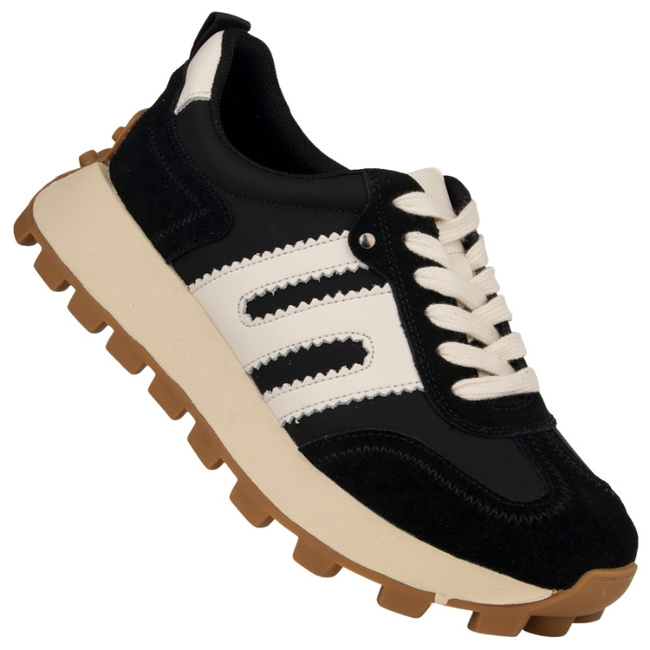 Czarne sneakersy na platformie damskie Filippo DP6743/25 BK skórzane