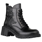 Skórzane trzewiki damskie Filippo DBT7133/25 BK czarne z motylkiem