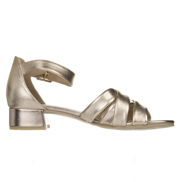 Złote sandały damskie Caprice 28201-44 959 na płaskim obcasie