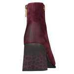 Zamszowe Botki na słupku damskie Artiker 57C0005 bordowe skórzane