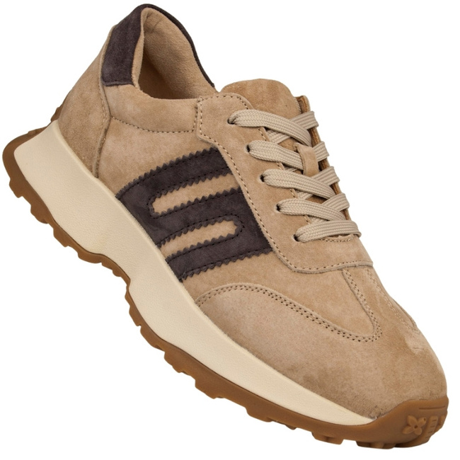 Beżowe sneakersy zamszowe Venezia V408-00396 skórzane sportowe