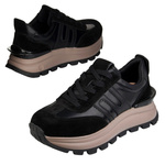 Czarne sneakersy na platformie damskie Filippo DP7408 BK skórzane