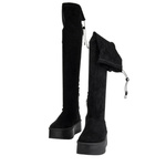 Czarne Kozaki damskie Big Star SS274264 za kolano elastyczne na platformie