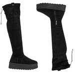 Czarne Kozaki damskie Big Star SS274264 za kolano elastyczne na platformie