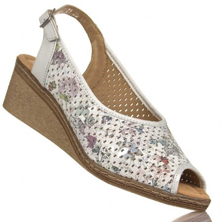 Sandały damskie Axel 2511 floral biały skóra