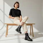 Skórzane trzewiki damskie Filippo DBT7369/25 BK czarne ocieplone