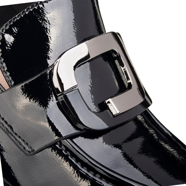 Lakierowane lordsy damskie Filippo DP6186/25 BK czarne z ozdobą