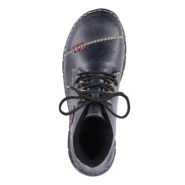 Granatowe Botki trzewiki damskie Rieker 55002-14 ciepłe zimowe