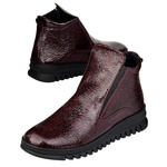 Lakierowane Botki na zamek damskie Artiker 57C2165 bordowe skórzane