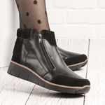 Czarne Botki damskie Filippo DBT3950/25 BK wygodne na haluksy skórzane