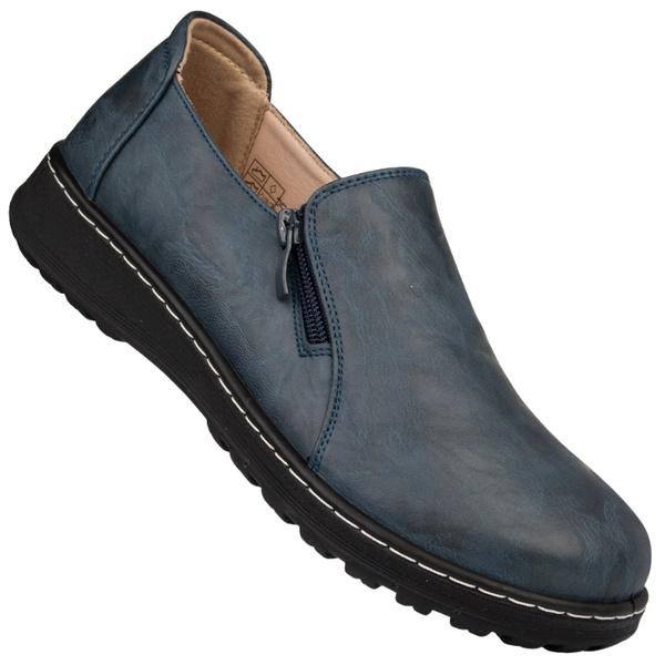 Buty na szerokie stopy damskie Potocki 90352NV półbuty ze skórzaną wkładka