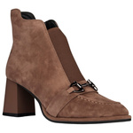 Brązowe Botki na słupku damskie Artiker 57C0221 zamszowe eleganckie