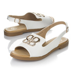 Białe Sandały płaskie damskie Filippo DS6918/25 WH z ozdobą