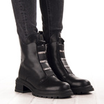 Skórzane Botki damskie T.Sokolski HW 266 BLK czarne ocieplane z gumką