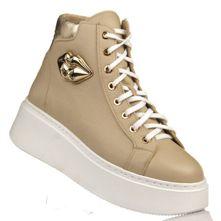 Botki damskie Lemar 10153 V.Taupe beż skóra