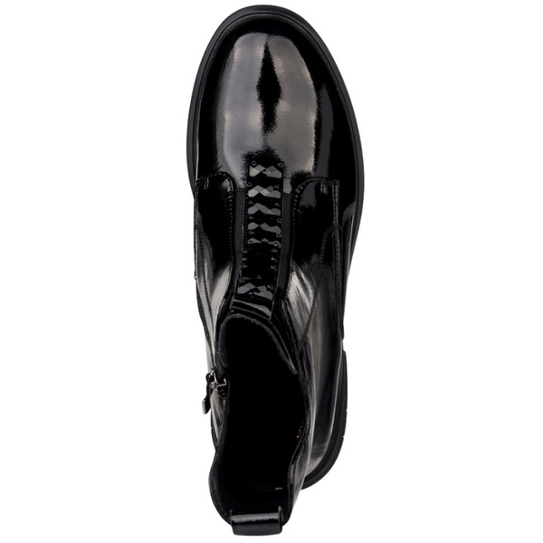 Lakierowane Botki z ozdobami D&A S.Barski MR52-108 czarne skórzane