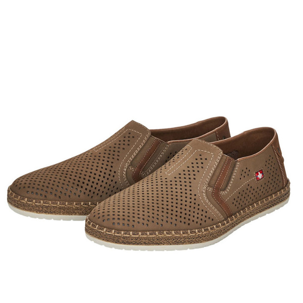Mokasyny ażurowe Rieker B5297-64 beige