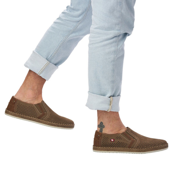 Mokasyny ażurowe Rieker B5297-64 beige